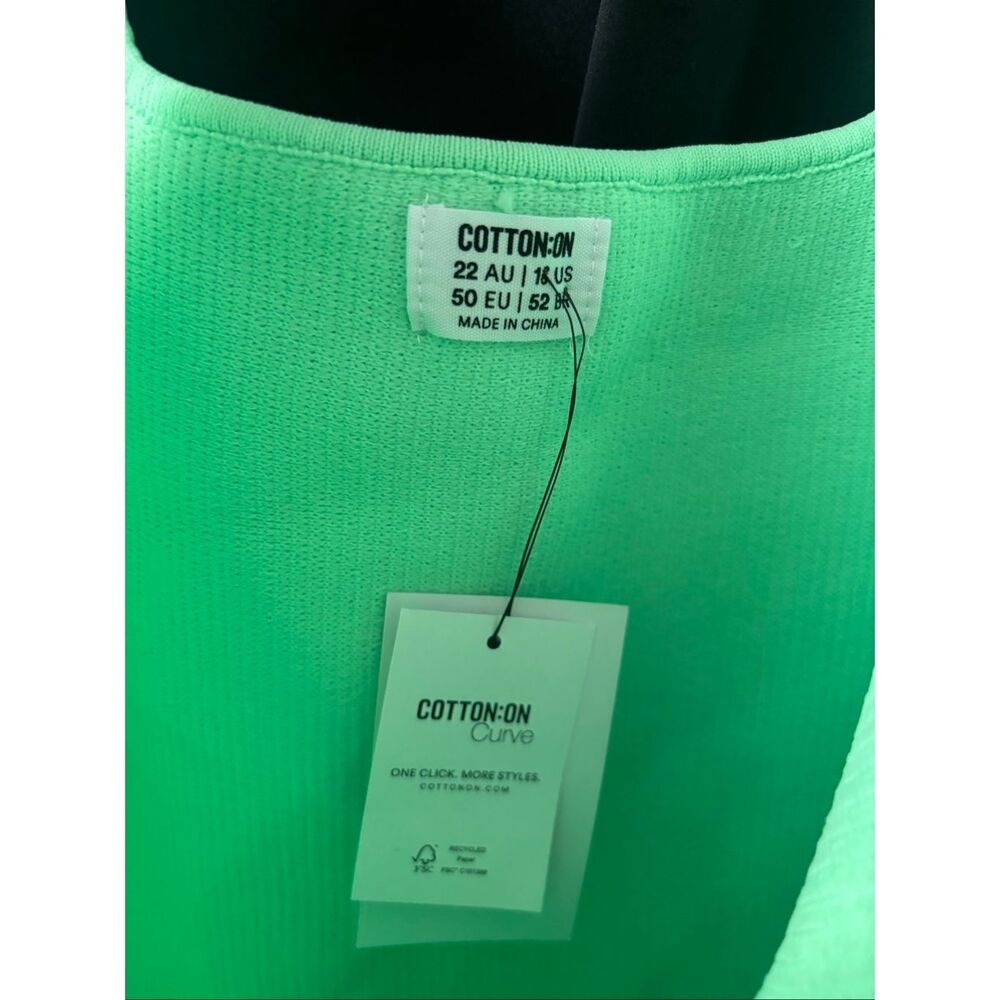 Cotton on Neon green ribbed square neck tank top Size 18/XL NWT - Picture 4 of 4